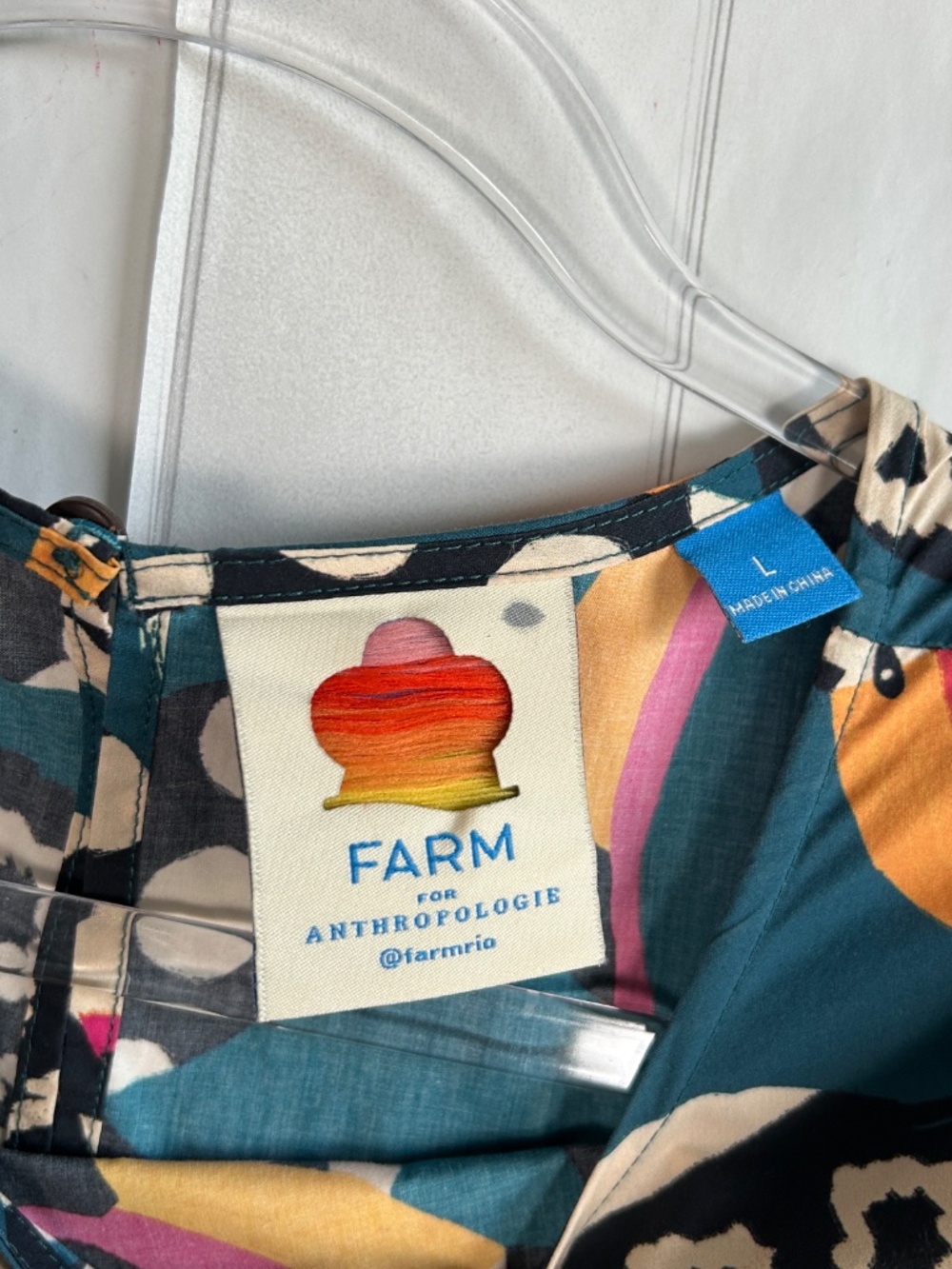 Farm Rio Anthropologie size L Tucans tunic dress cotton poplin colorful long sl - Picture 8 of 11